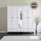 comiet Silva 5 Kapaklı Çekmeceli ayaklı tasarım country MDF Gardırop thumbnail 1