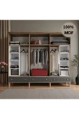 Home Comiet Sally 6 Kapaklı Aynalı Çekmeceli MDF Gardırop thumbnail 3