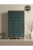 Home Comiet Pera 3 Kapaklı MDF Çekmeceli Haki Gardırop thumbnail 1