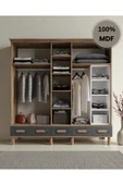 Home Comiet Perry 5 Kapaklı Aynalı Çekmeceli MDF Gardırop thumbnail 3