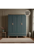 Home Comiet Sally 4 Kapaklı Mdf Çekmeceli Yeşil Gardırop thumbnail 1