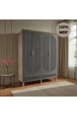 Home Comiet Sally 4 Kapaklı Mdf Çekmeceli Antrasit Gardırop thumbnail 2
