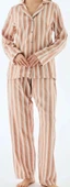 Viskon Çizgili Pijama Takımı | Kadın Uzun Kollu Rahat Pijama thumbnail 3