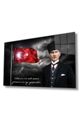 Türk Bayrağı ve Atatürk Cam Tablo Vatanını En Çok Seven Modern Ev Ofis Salon Kurum Hediyelik Tablo thumbnail 3