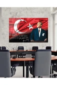 Atatürk Portre Cam Tablo Vatanını En Çok Seven Görevini En İyi Yapandır Kurum Hediyelik Büyük Tablo thumbnail 7