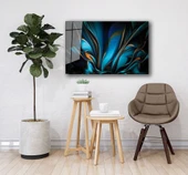 Mavi Turuncu Soyut Cam Tablo Ev ve Ofis Duvar Dekoru Hediyelik Büyük Tablo Dayanıklı Cam thumbnail 6