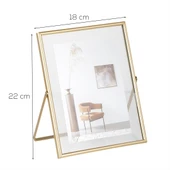 Porsima Dhz90102 Altın Metal Modern Dekoratif Cam Fotoğraf Çerçevesi Masa Duvar Fotoğraf Çerçevesi 18x22cm thumbnail 3