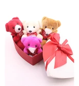 Kalp Kutuda 4 Adet Mini Ayıcık Sevgiliye Eşe Sürpriz Hediye Hediye Kutusu Set HDH75 thumbnail 4