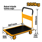Ingco HPHT13002 300Kg Katlanabilir Paket Taşıma Arabası/El Arabası thumbnail 2