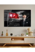 Türk Bayrağı ve Atatürk Cam Tablo Vatanını En Çok Seven Modern Ev Ofis Salon Kurum Hediyelik Tablo thumbnail 7
