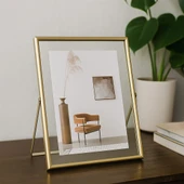 Porsima Dhz90102 Altın Metal Modern Dekoratif Cam Fotoğraf Çerçevesi Masa Duvar Fotoğraf Çerçevesi 18x22cm thumbnail 1