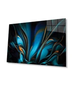 Mavi Turuncu Soyut Cam Tablo Ev ve Ofis Duvar Dekoru Hediyelik Büyük Tablo Dayanıklı Cam thumbnail 5