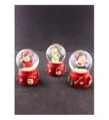 Dekoratif Hediye 3 Adet Yılbaşı Noel Baba ve Kardan Adam Temalı Mini Boy Işıklı Kar Küresi 6,5 cm thumbnail 2