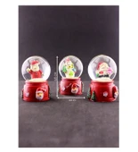 Dekoratif Hediye 3 Adet Yılbaşı Noel Baba ve Kardan Adam Temalı Mini Boy Işıklı Kar Küresi 6,5 cm thumbnail 1
