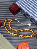  Şeffaf Zarafet: Bal Rengi Sıkma Çubuk Kehribar Tesbih thumbnail 1