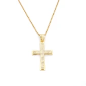 Çelik Kolye Kadın Altın Kaplama Haç Model KLY-630 thumbnail 1