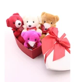 Kalp Kutuda 4 Adet Mini Ayıcık Sevgiliye Eşe Sürpriz Hediye Hediye Kutusu Set HDH75 thumbnail 3