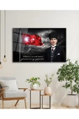 Türk Bayrağı ve Atatürk Cam Tablo Vatanını En Çok Seven Modern Ev Ofis Salon Kurum Hediyelik Tablo thumbnail 8