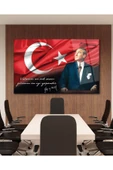 Atatürk Portre Cam Tablo Vatanını En Çok Seven Görevini En İyi Yapandır Kurum Hediyelik Büyük Tablo thumbnail 1