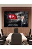 Türk Bayrağı ve Atatürk Cam Tablo Vatanını En Çok Seven Modern Ev Ofis Salon Kurum Hediyelik Tablo thumbnail 1