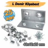 (25 ADET) Metal Köşebent 40x20x20 mm L Demiri Gönye Mobilya Dolap Duvar Sabitleme Bağlantı Aparatı thumbnail 2