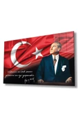 Atatürk Portre Cam Tablo Vatanını En Çok Seven Görevini En İyi Yapandır Kurum Hediyelik Büyük Tablo thumbnail 2