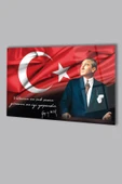 Atatürk Portre ve Türk Bayrağı Vatanını En Çok Seven Görevini En İyi Yapandır Cam Tablo, Hediyelik thumbnail 2