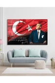 Atatürk Portre Cam Tablo Vatanını En Çok Seven Görevini En İyi Yapandır Kurum Hediyelik Büyük Tablo thumbnail 3