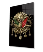 Osmanlı Arması Tuğrası Cam Tablo, Ev ve Ofis Duvar Dekoru, Hediyelik Büyük Temperli Cam Tablo thumbnail 8