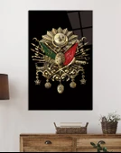 Osmanlı Arması Tuğrası Cam Tablo, Ev ve Ofis Duvar Dekoru, Hediyelik Büyük Temperli Cam Tablo thumbnail 2