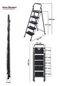 Perilla 51405 Stepla Geniş 5 Basamaklı Katlanır Merdiven Eurotower Siyah 5 Basamaklı thumbnail 5