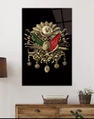 Osmanlı Arması Tuğrası Cam Tablo, Ev ve Ofis Duvar Dekoru, Hediyelik Büyük Temperli Cam Tablo thumbnail 9