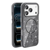 iPhone 17 Pro Kılıf M-safe Şarj Özellikli Parlayan Simli ZNTH Okso Kapak - Siyah thumbnail 1