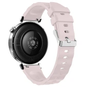 Sneezy Huawei Watch GT6 41mm İle Uyumlu SoftFlex Metal Tokalı Spor Silikon Akıllı Saat Kordonu  Pudra thumbnail 2