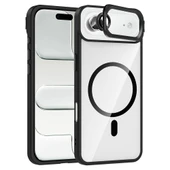 iPhone 17 Air Kılıf Standlı ve Kamera Lens Hediyeli M-Safe Şarj Özellikli ZNTH Etro Kapak - Siyah thumbnail 1