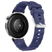 Sneezy Huawei Watch GT6 41mm İle Uyumlu SoftFlex Metal Tokalı Spor Silikon Akıllı Saat Kordonu  Lacivert thumbnail 2