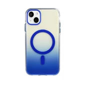 iPhone 15 Kılıf M-safe Şarj Özellikli Transparan Renk Geçişli ZNTH Toros Kapak - Mavi thumbnail 5