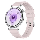 Sneezy Huawei Watch GT6 41mm İle Uyumlu SoftFlex Metal Tokalı Spor Silikon Akıllı Saat Kordonu  Pudra thumbnail 7