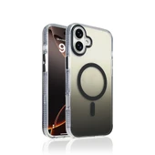 iPhone 16 Plus Kılıf M-safe Şarj Özellikli Transparan Renk Geçişli ZNTH Toros Kapak - Siyah thumbnail 1