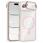 iPhone 17 Air Kılıf Standlı ve Kamera Lens Hediyeli M-Safe Şarj Özellikli ZNTH Etro Kapak - Pembe thumbnail 1