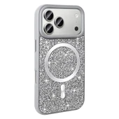 iPhone 17 Pro Kılıf Pırlanta Tasarımlı M-safe Şarj Özellikli ZNTH Mozaik Silikon Kapak - Titanyum-Gr thumbnail 1