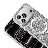 iPhone 17 Pro Kılıf Pırlanta Tasarımlı M-safe Şarj Özellikli ZNTH Mozaik Silikon Kapak - Siyah thumbnail 7