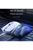 HP G100 1600 Dpı Usb Kablolu Optik Ledli Gökkuşağı Aydınlatmalı Oyuncu Mouse Beyaz | Ramwhite Garantili thumbnail 6