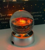 Renk Değiştiren Led Işıklı Sevgiliye Dekoratif Hediye Işıklı Cam Küre Güneş Sistemi Saat Pilli thumbnail 5