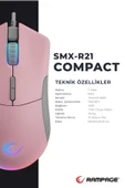 Rampage Smx-r21 Compact Usb Pembe Rgb Ledli Makrolu 12800dpi / 1000hz Drag Click Gaming Oyuncu Mouse thumbnail 6