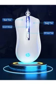 HP G100 1600 Dpı Usb Kablolu Optik Ledli Gökkuşağı Aydınlatmalı Oyuncu Mouse Beyaz | Ramwhite Garantili thumbnail 4