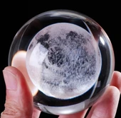 Renk Değiştiren LED Işıklı Dolunay Pilli Cam Küre Sevgiliye Dekoratif Hediye 6 cm thumbnail 3