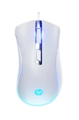 HP G100 1600 Dpı Usb Kablolu Optik Ledli Gökkuşağı Aydınlatmalı Oyuncu Mouse Beyaz | Ramwhite Garantili thumbnail 2