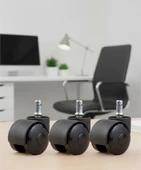 3 Adet Büro Tipi Pimli Plastik Koltuk Sandalye Tekeri 50mm thumbnail 5