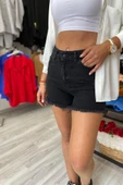 Yüksek Bel Jean Şort thumbnail 11